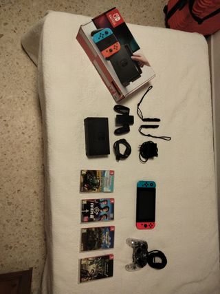 Nintendo Switch con juegos y mando extra