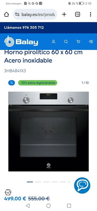Horno Pirolítico Balay Inox 60cm