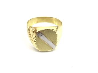 sello oro 18k con piedra con circonita