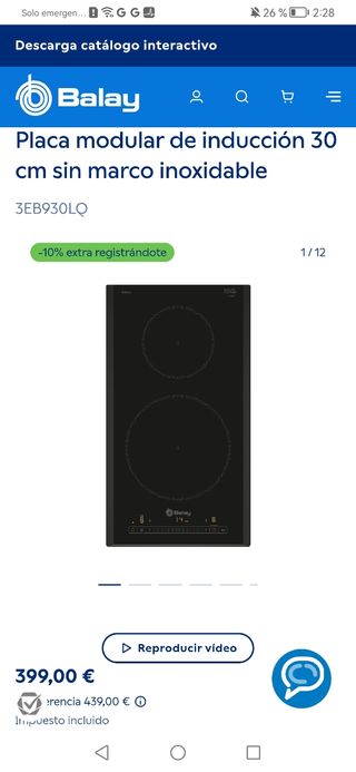 Placa modular inducción Balay 2 zonas