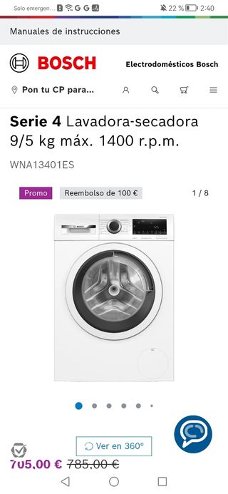 Lavadora/Secadora Bosch Serie 4 9/5kg 1400rpm