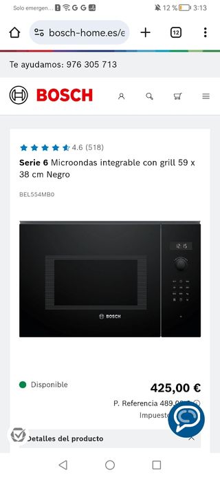 Microondas Bosch Serie 6 Grill Negro