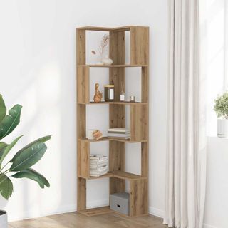 vidaXL Estantería esquina 5 niveles madera roble 