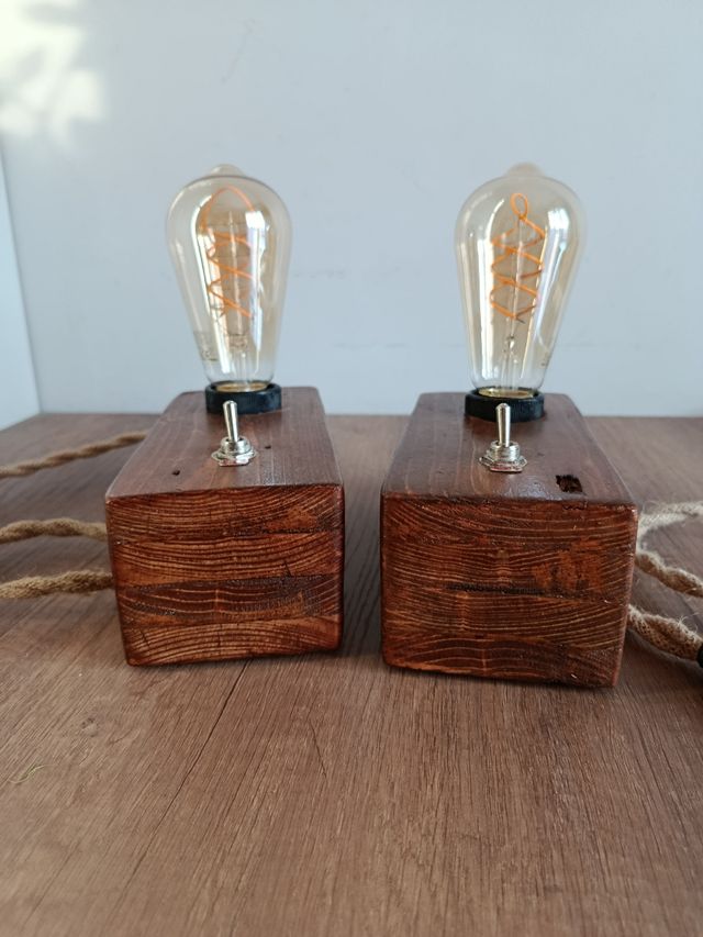 Lampada vintage legno e vetro