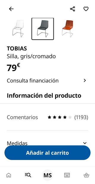 Sedia Tobias IKEA in metacrilato. Nuovi costi 79€