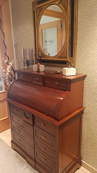 Conjunto de entrada madera y cristal