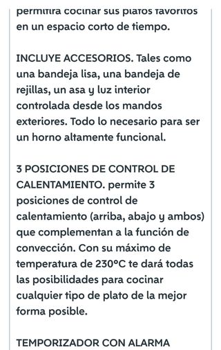 Horno de sobremesa 38 litros. Impecable.