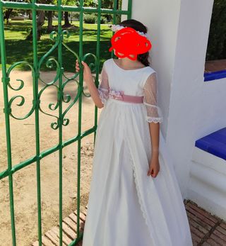 Vestido de Comunión Blanco y Rosa
