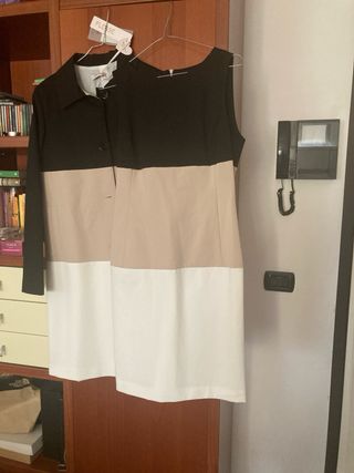 Completo vestito e cappottino bianco taglia S
