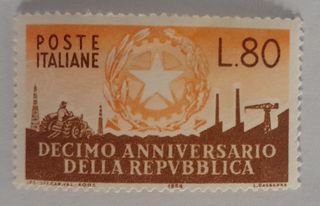 Francobolli Decimo Anniversario Repubblica