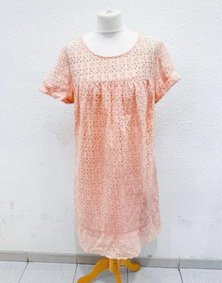 Vestido rosa encaje vintage XL