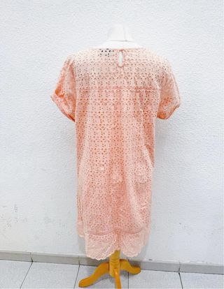 Vestido rosa encaje vintage XL