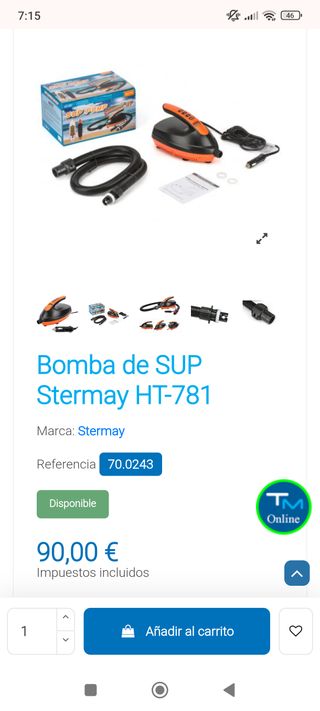 Hinchador Eléctrico Stermay HT-781 para SUP/Kayak