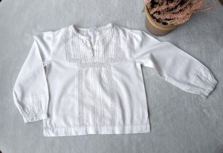 Blusa blanca manga larga 2-3 años zara kids