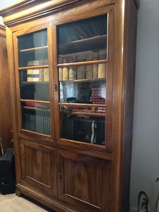 Armario antiguo de madera y cristal