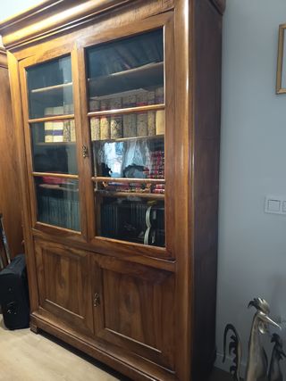 Armario antiguo de madera y cristal