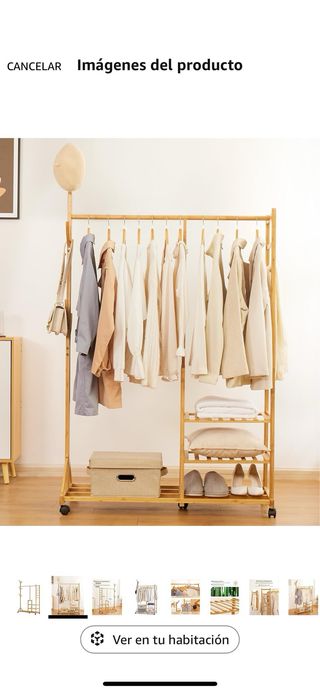 Perchero YORBAY Ruedas Bambú