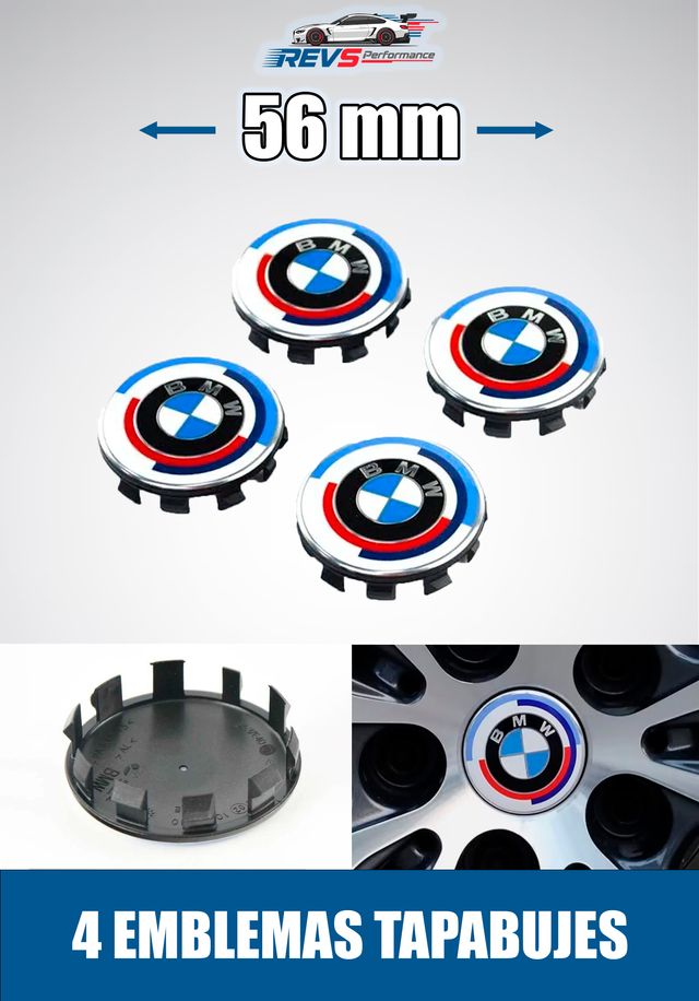 4 EMBLEMAS 56MM PARA LLANTAS - BMW 50 ANIVERSARIO