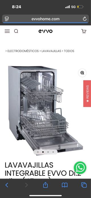 Lavavajillas Integrable EVVO Di.2 Slim 45cm