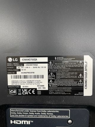 Placa base LG 43NANO766QA