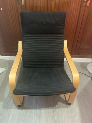 Sillón Ikea Madera y Tela Negro