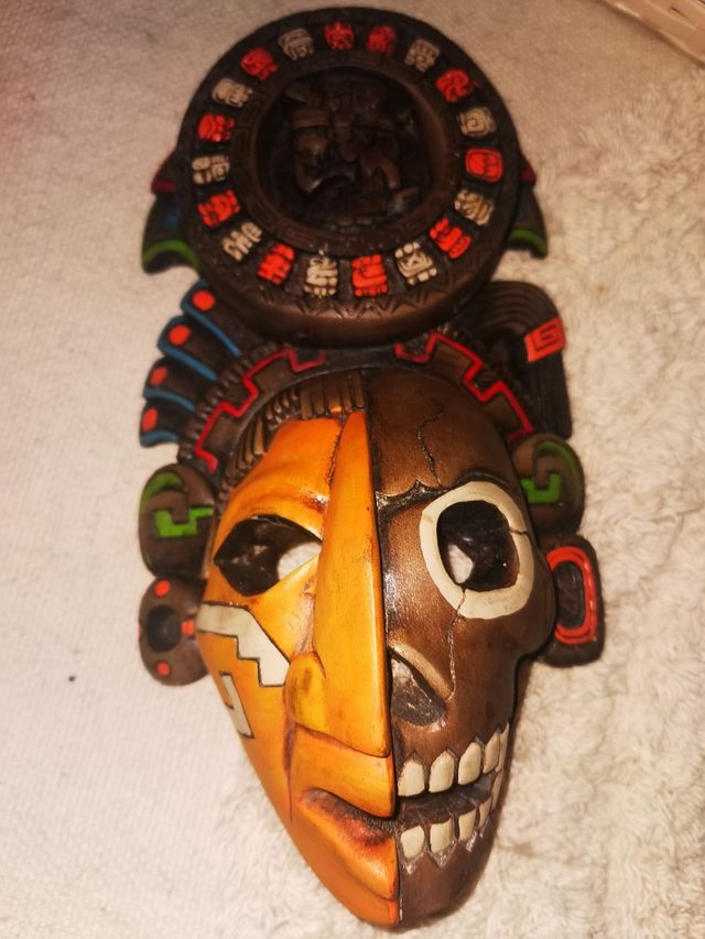 Máscara Maya en cerámica, totalmente artesanal