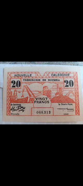 Nueva Caledonia 20 Francos 1943 Billete