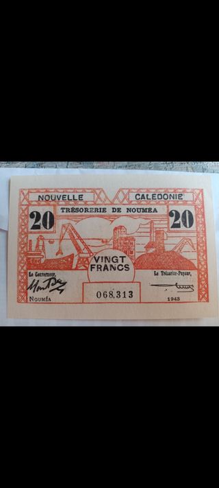 Nueva Caledonia 20 Francos 1943 Billete
