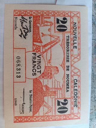 Nueva Caledonia 20 Francos 1943 Billete