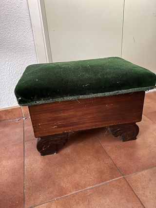 Banqueta tapizada madera años 60