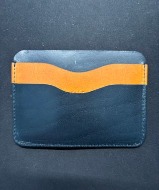 Tarjetero Cafeleather Piel Azul/Naranja