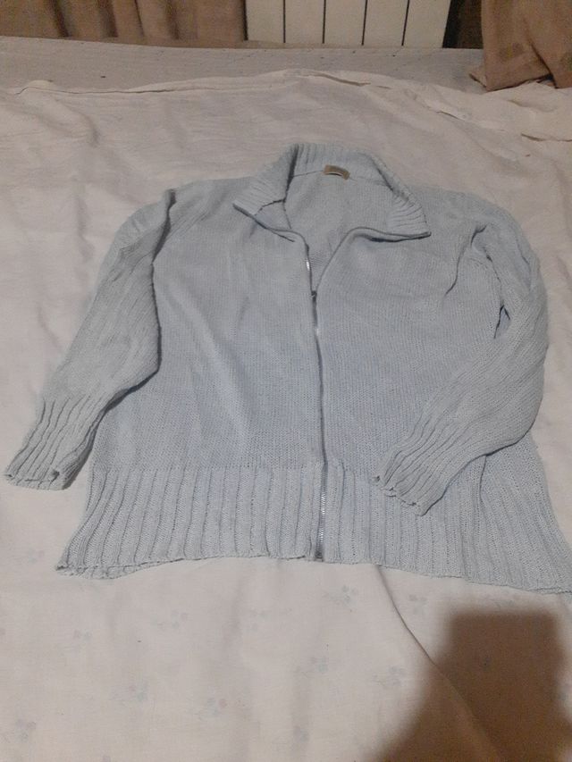 Jersey lana azul claro cremallera