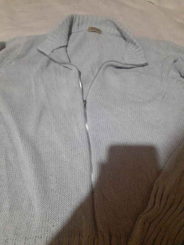 Jersey lana azul claro cremallera