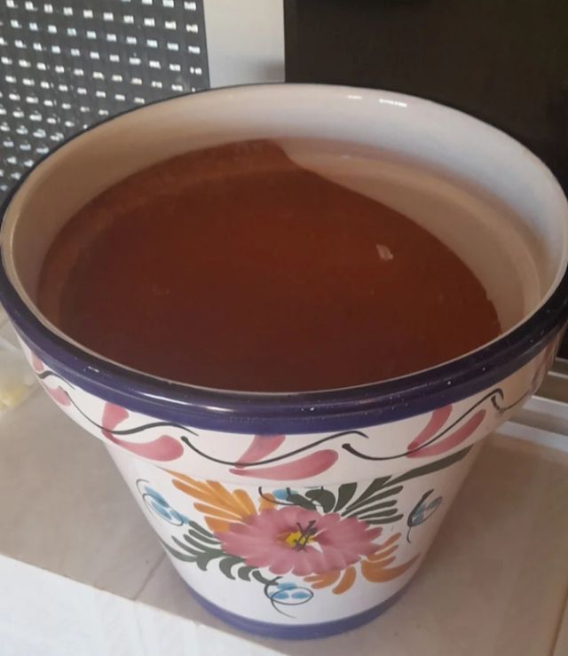 Maceta cerámica decorada flores