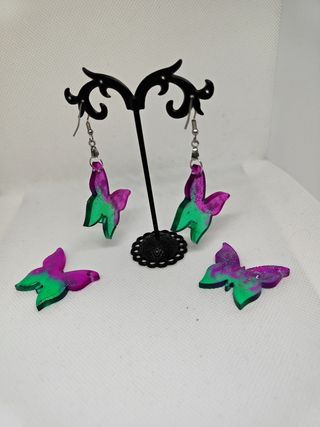 Orecchini Farfalla Rosa e Verde