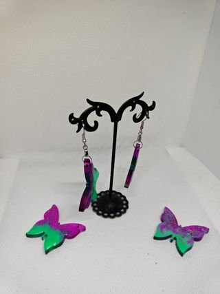 Orecchini Farfalla Rosa e Verde