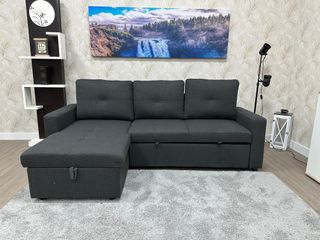 Sofá Cama Gris Chaise Longue con Arcón