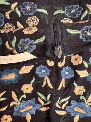 Falda Mini Bordada Flores Azul