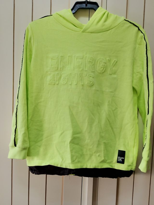 Sudadera con capucha verde neón talla 10