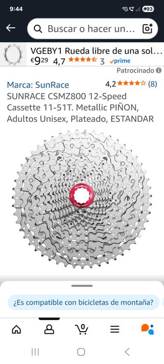 Piñonera SunRace CSMZ800 12V 11-51T OJO-es para re
