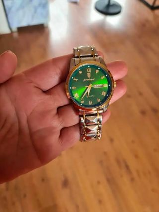 Reloj Hombre Verde y Plateado