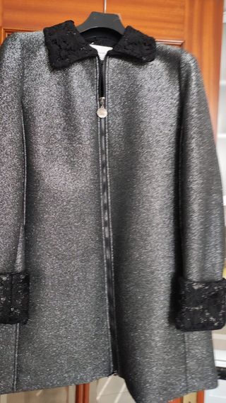 Abrigo Anna Rachele Negro/Plateado Talla 46