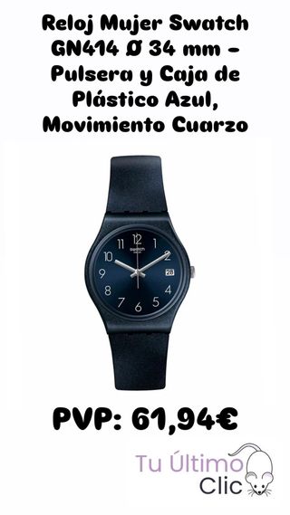 Reloj Swatch Mujer GN414 Azul 34mm Cuarzo