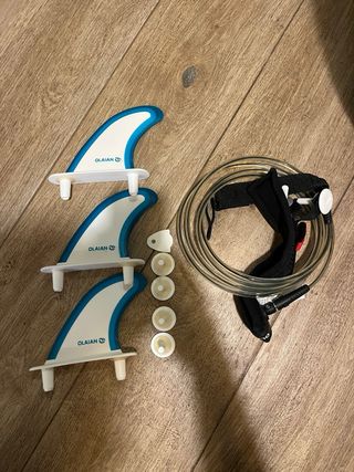 Tabla de surf longboard OLAIAN azul y amarilla