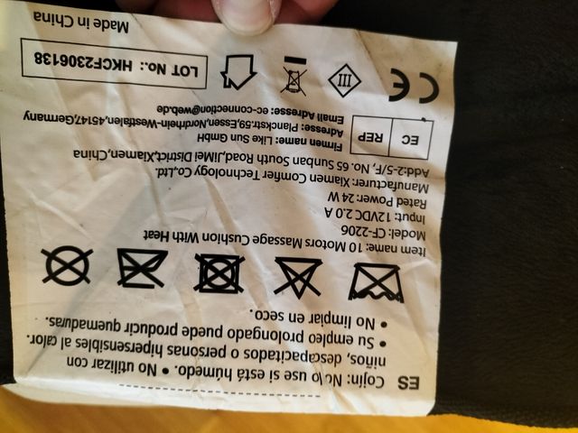 Cojín Masajeador para Espalda Negro