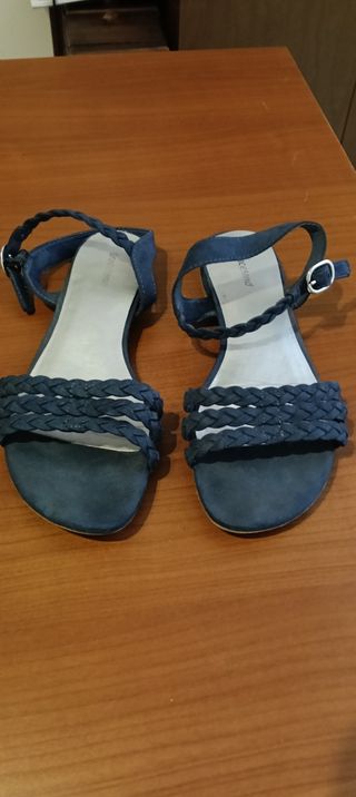 Sandali donna similcamoscio blu