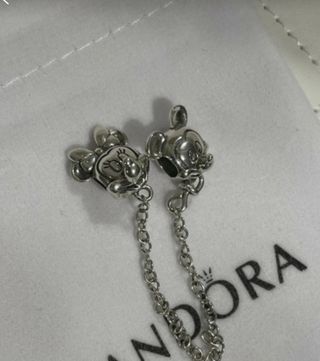 Cadena Seguridad Pandora Mickey Minnie Plata