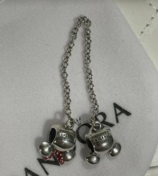 Cadena Seguridad Pandora Mickey Minnie Plata