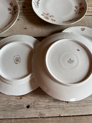 Lote de 5 platos vintage con flores.