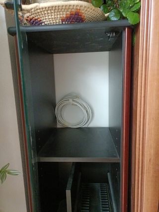 Mueble cadena musical madera y cristal